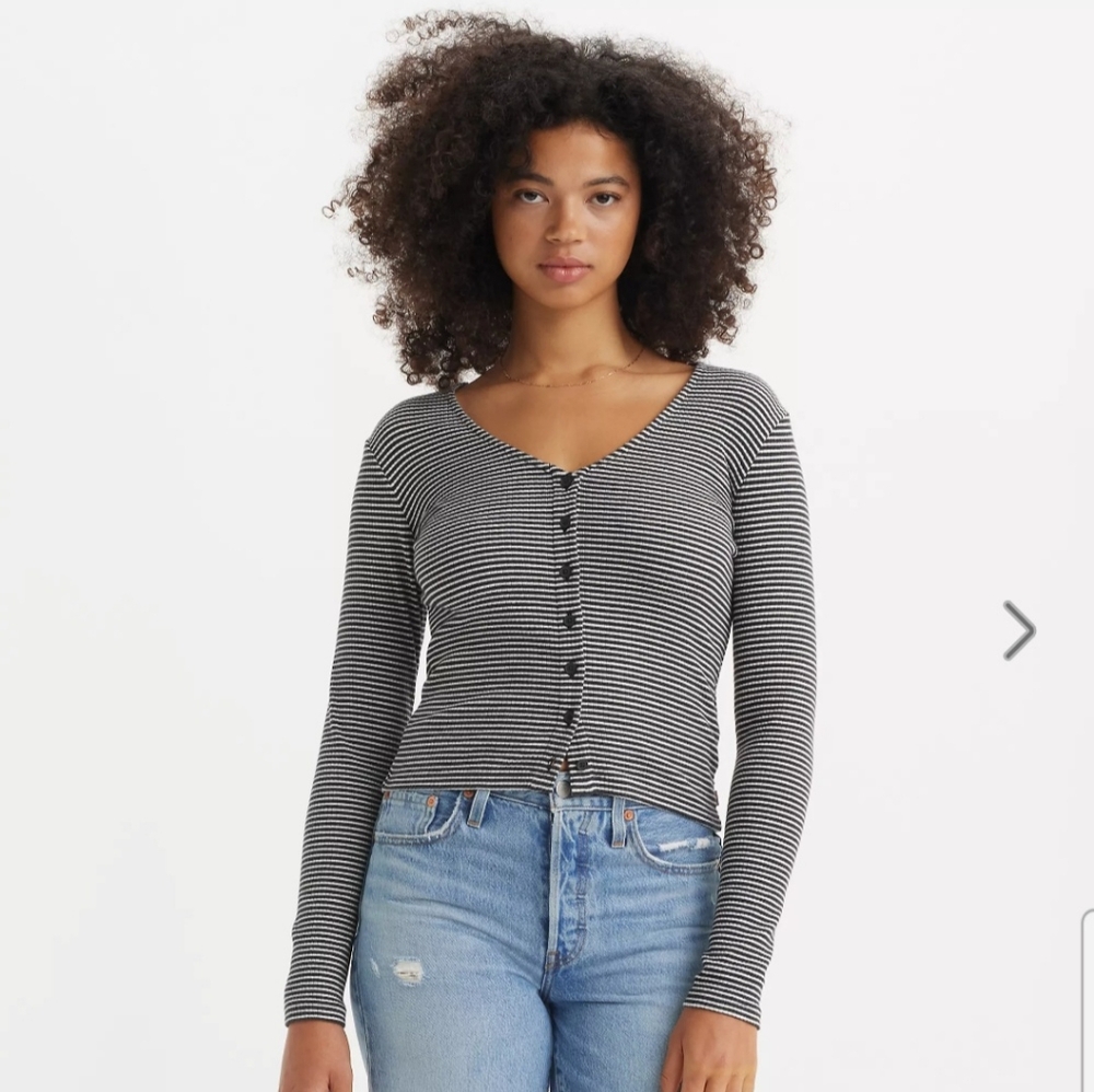 Levi's Muse Longsleeve V-neck Button Down T-Shirt - Size Small